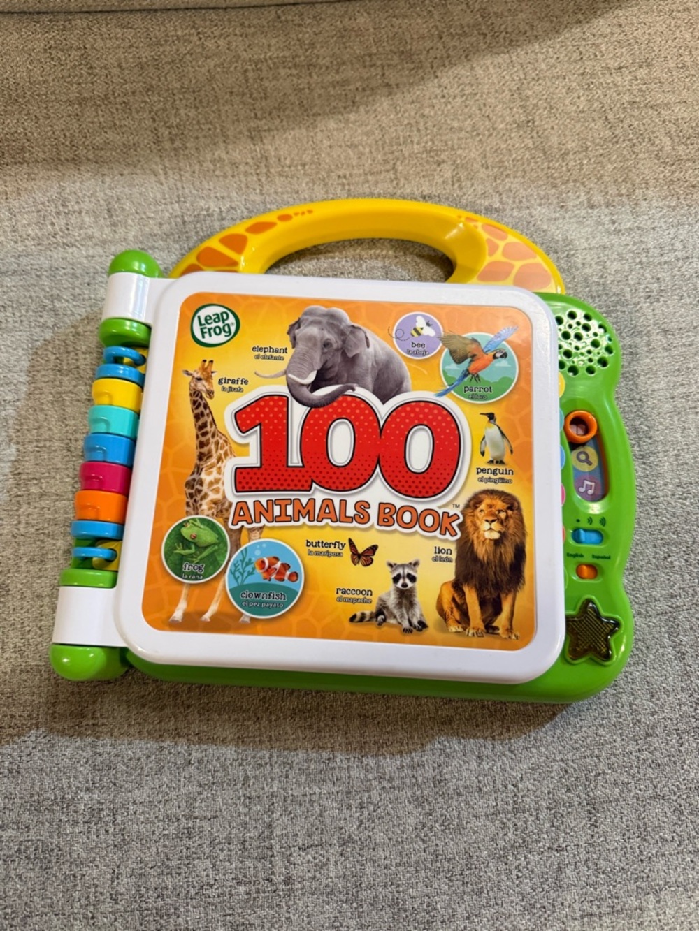 100 Animals Book - Green & Yellow Interactive Kids Toy